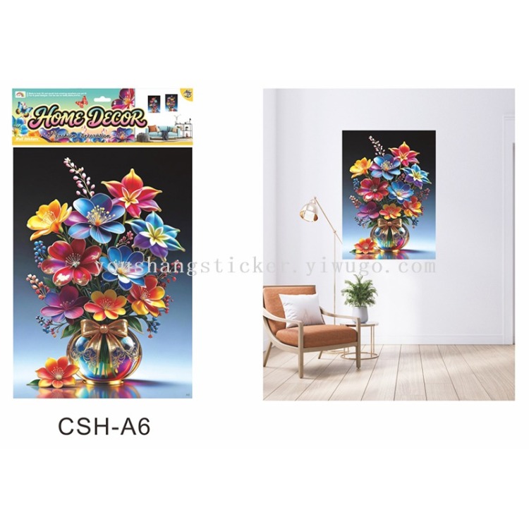 8 selectable waterproof self-adhesive wall stickers with colorful flower bouquets for the living room entrance decoration poster Item Picture