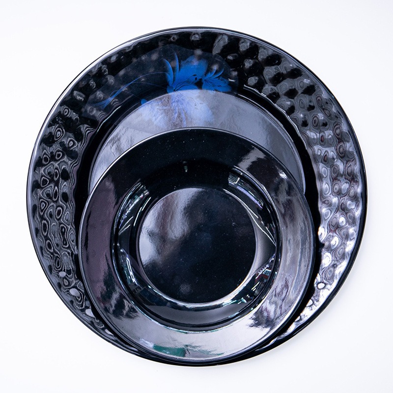 跨境密胺盘子酒店饭店小炒凉菜盘宴席餐具冷菜碟平盘塑料浅盘定制