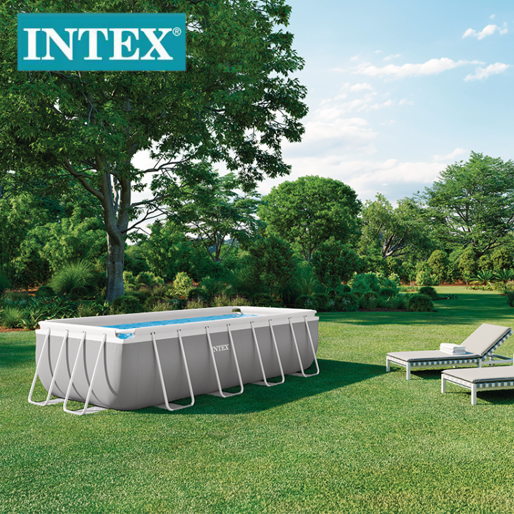 INTEX26788户外支架游泳池4米长方形管架水池套装带过滤泵+爬梯