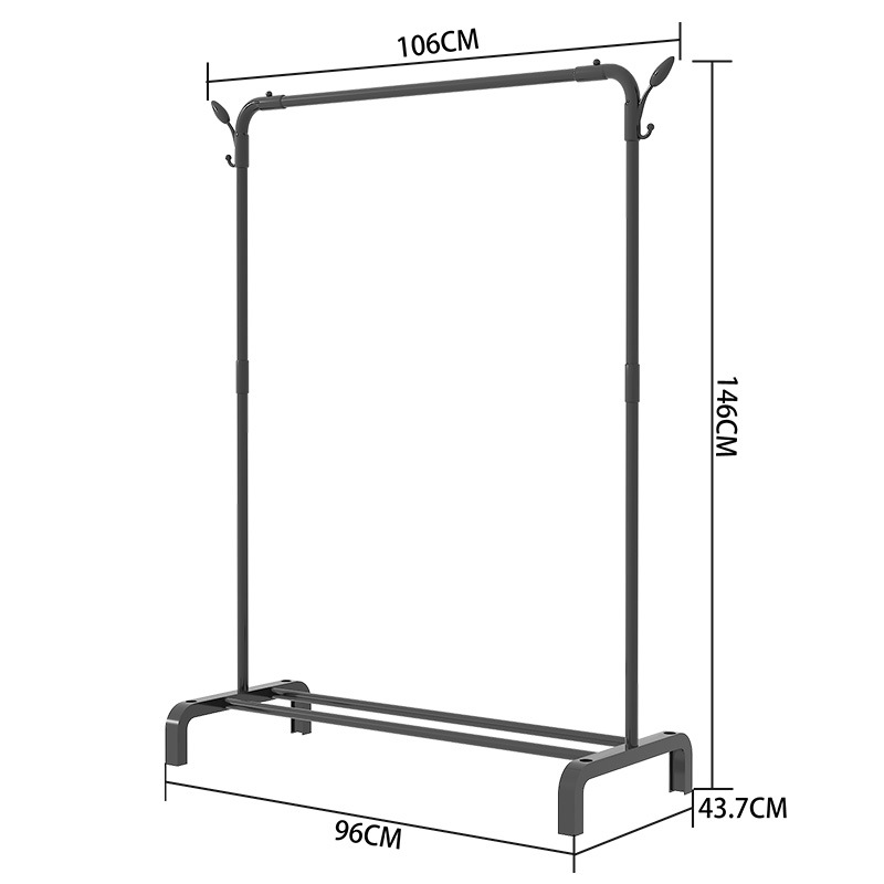 Factory direct delivery cross-border floor-standing clothes rack, vertical double-pole bedroom indoor simple household clothes drying rack, multi-functional type Application Scenario