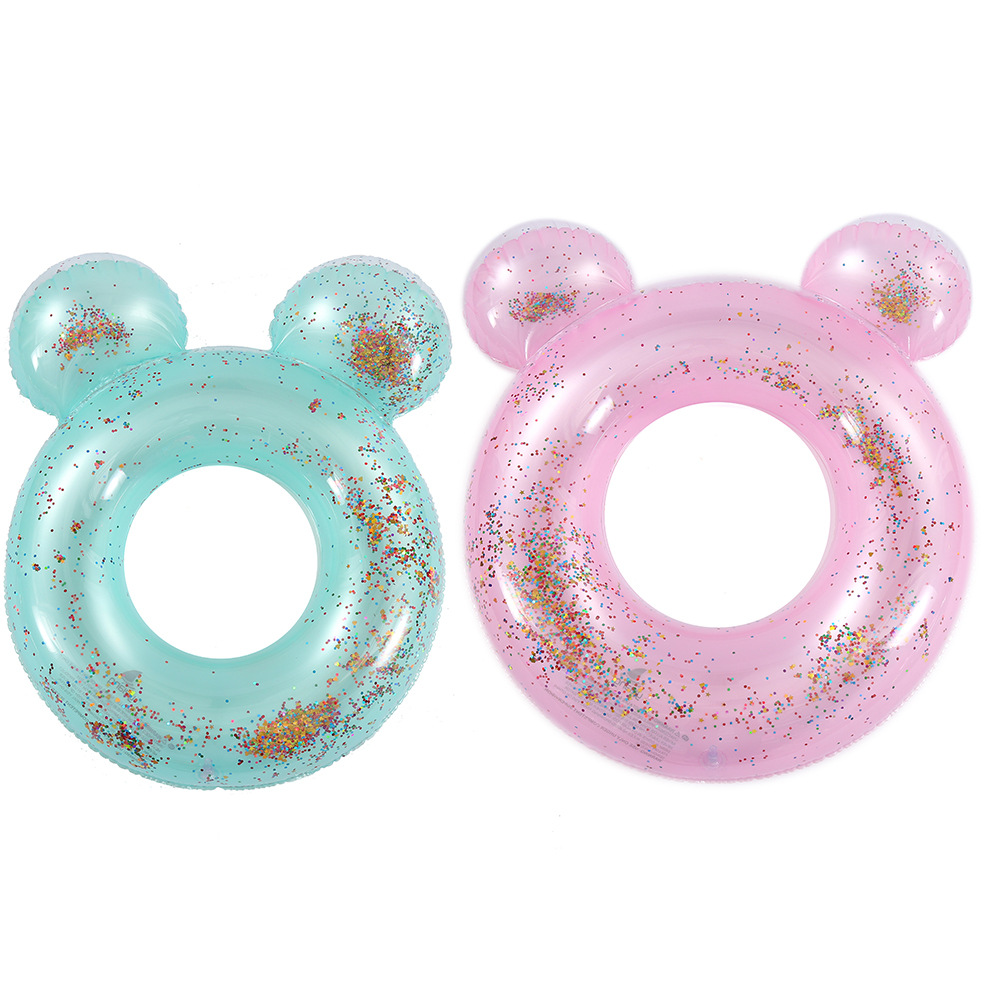 Thickened children's swimming rings, underarm life buoys, swan sequined rings, cute pink three-dimensional baby color swimming rings details Picture