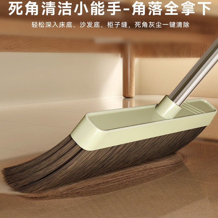 Wholesale stainless steel broom and dustpan set with comb teeth, household long-handled garbage shovel, living room sweeping and cleaning broom Specification image