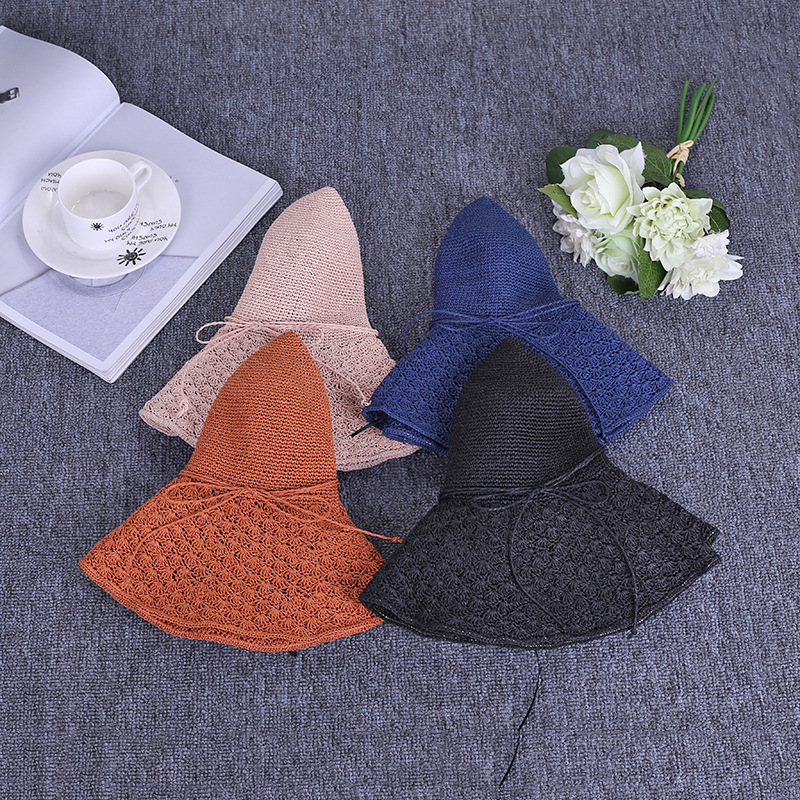 Wholesale of new summer women's wide-brimmed beach hats in Korean style, foldable outdoor casual sun protection hats Specification image