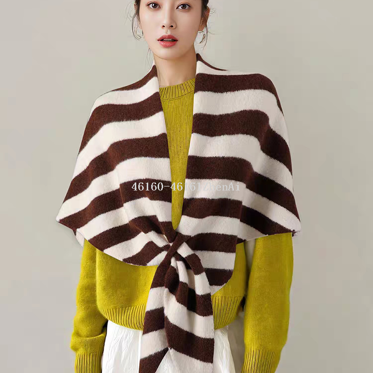 Wholesale of new cross-border export scarves, horizontal striped triangular shawls, e-commerce live streaming supply chain Specification image