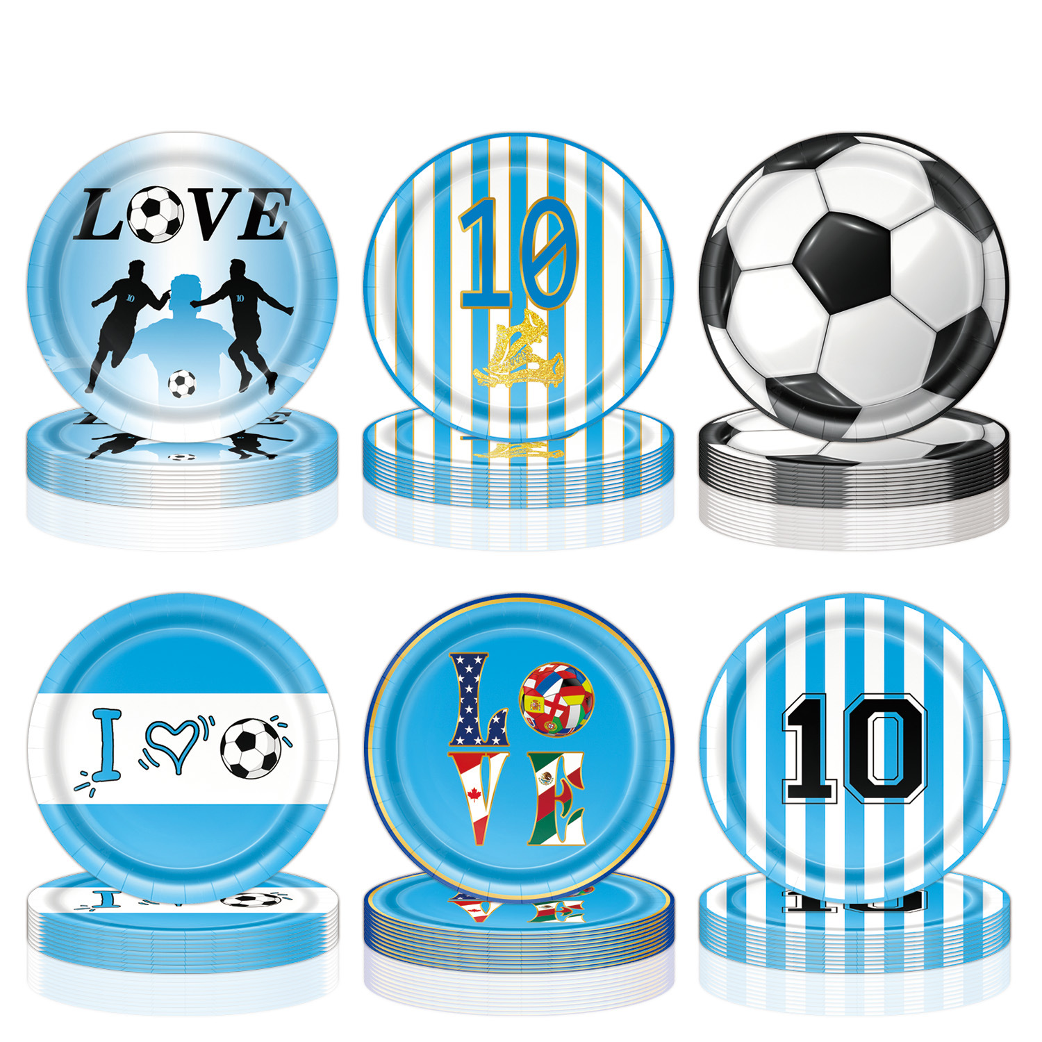 亚马逊爆款情人节主题餐具世界杯派对用品牛仔纸盘瓢虫生日装饰品