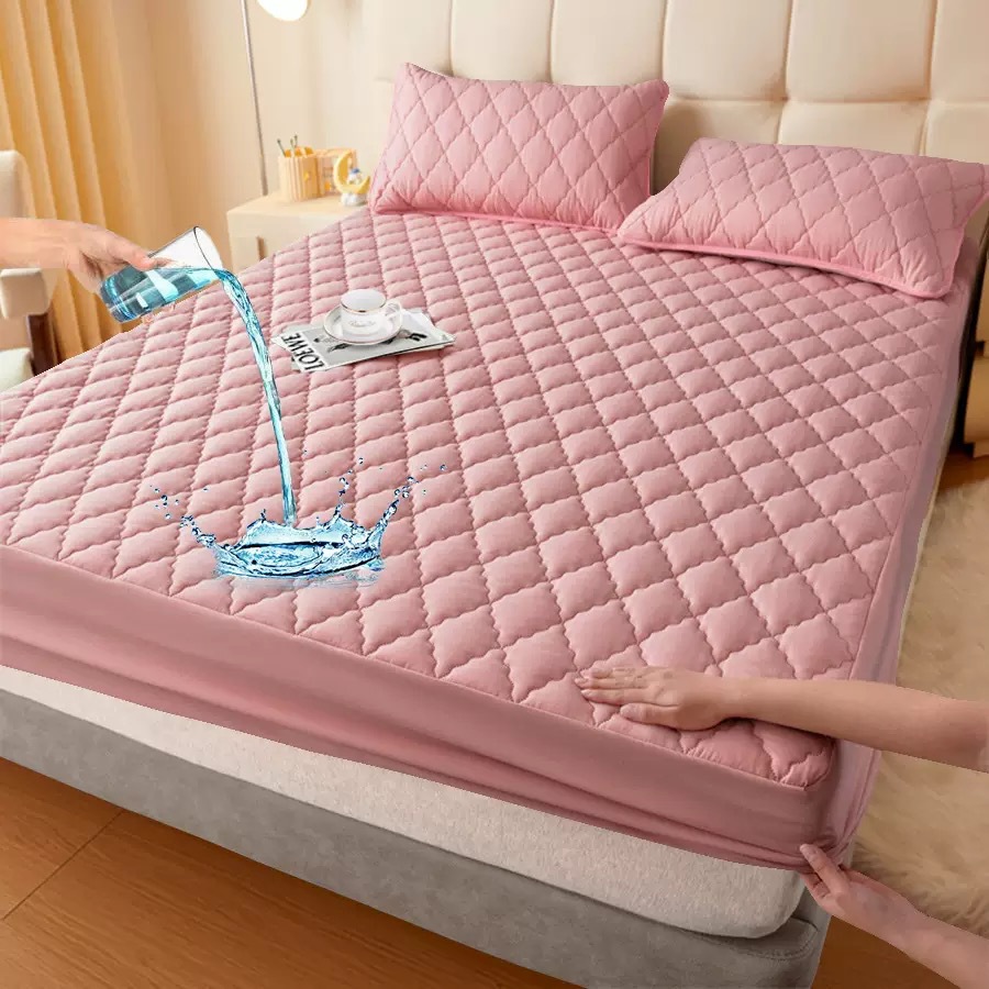 Direct sales for foreign trade, cross-border exclusive supply and wholesale of waterproof cotton-padded beds, solid color thickened matte MATS, Dream protective beds Specification image