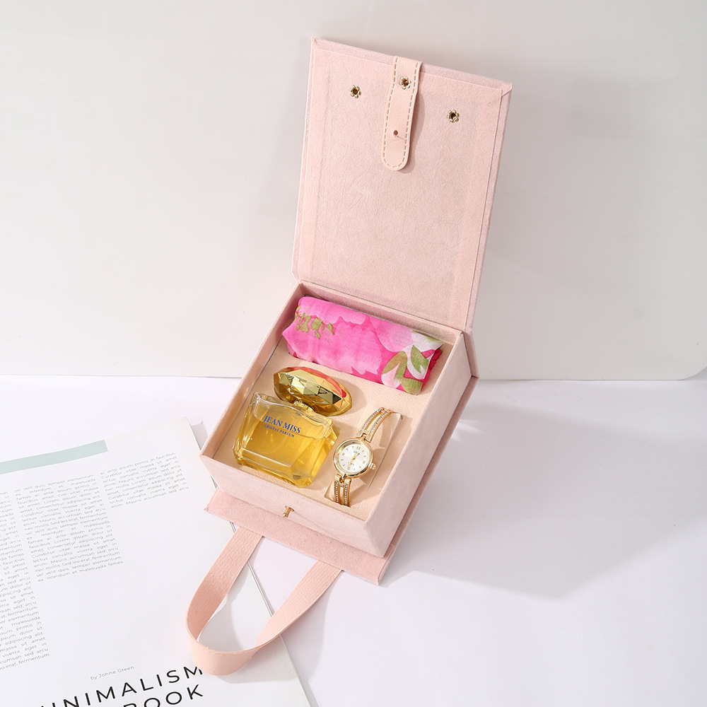 Creative hand-held ladies' souvenir set, silk scarf, perfume, watch, high-end gift set, best friend's birthday present