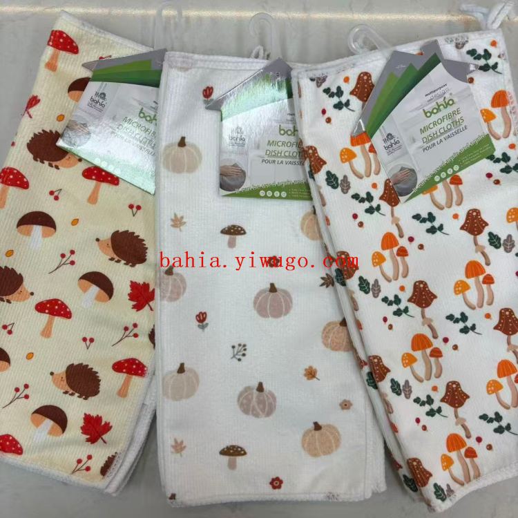 Two sets of digital printed tea towels, 30*30cm, cleaning cloths, multi-functional cleaning cloths, and dishwashing cloths bahia details Picture