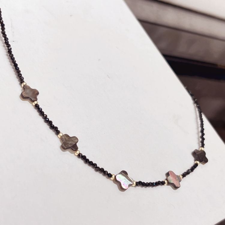 项链/珍珠/天然石项链/珍珠链条女款拼接气质/珍珠项链白底实物图