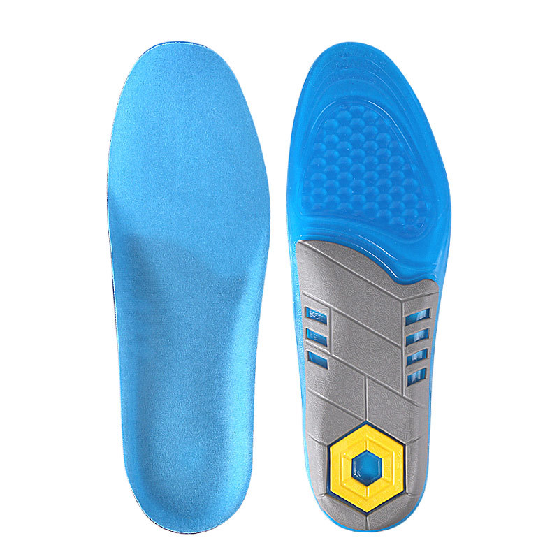 Three-color sports insoles, shock-absorbing and anti-slip, full insoles for both men and women, soft massage foot protection, TPE high elasticity and thickened Item Picture