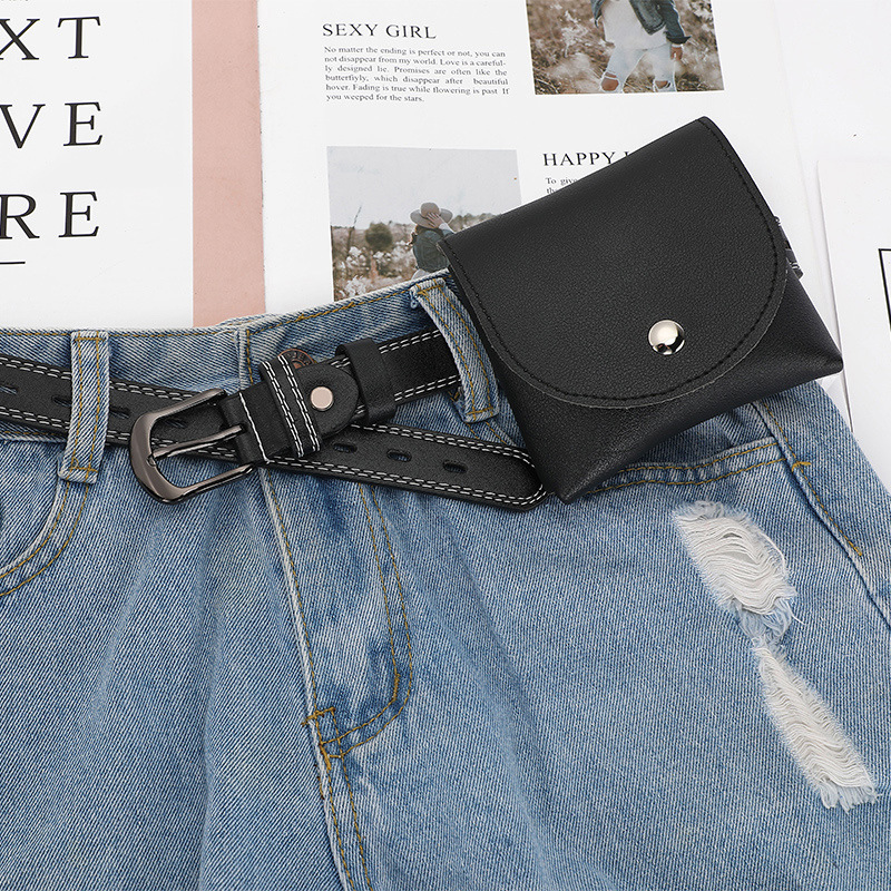 Non-perforated belt, simple and versatile Korean style for women, waist belt, women's small waist bag, cool ins retro with skirt and coat wholesale