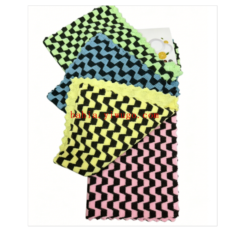 Bahia striped microfiber cleaning cloth, a multi-color double-sided absorbent cleaning cloth, is a household cleaning wonder Application Scenario