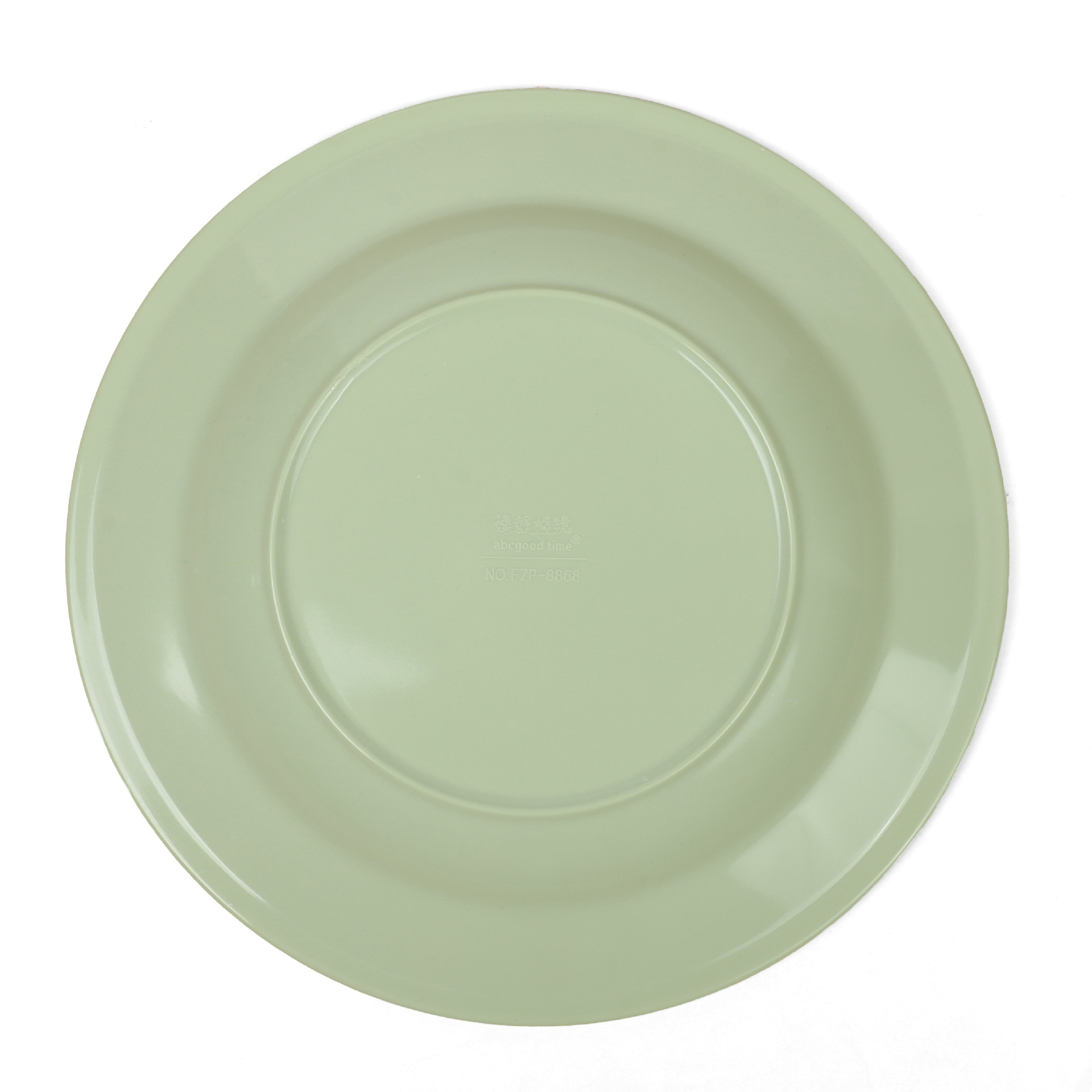 Melamine imitation porcelain tableware, shallow-edge flat plate, durable, green round, Chinese restaurant, hotel, dim sum, fruit plate, vegetable plate Application Scenario