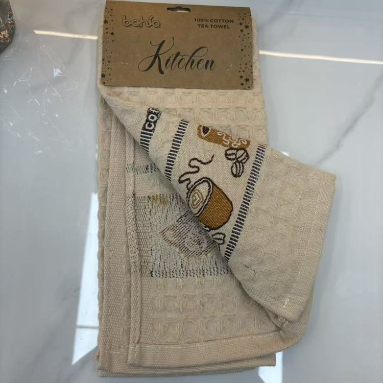 Coffee-embroidered edge-wrapped tea towels, tea MATS, tea tables, tea sets, cleaning cloths, waffle grids, tea room rags Application Scenario