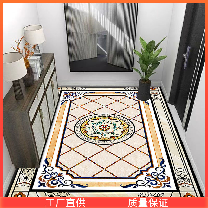 Washable PVC no-wash entrance door floor MATS, marble-patterned living room entrance door MATS, and foyer floor MATS can be cut and sold directly details Picture