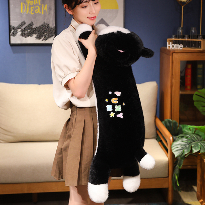 Black cat plush toys for home leisure, hugging dolls, cushions and pillows, cute new cross-border products Specification image