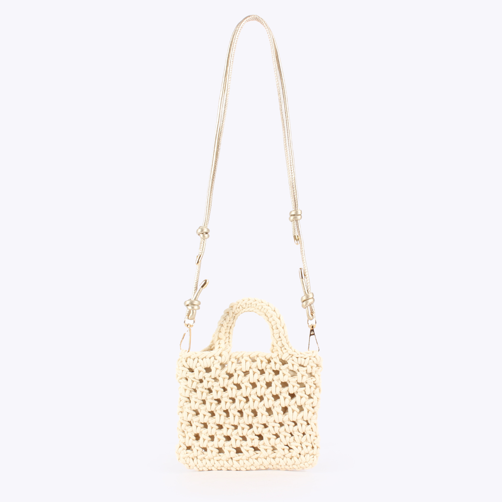 Summer ins hand-woven cotton rope crossbody bag with hollowed-out crochet, casual, fashionable and versatile ladies' bag