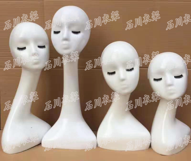 长脖子化妆头模假人头围巾帽子饰品假发头模半身模特头橱窗展示