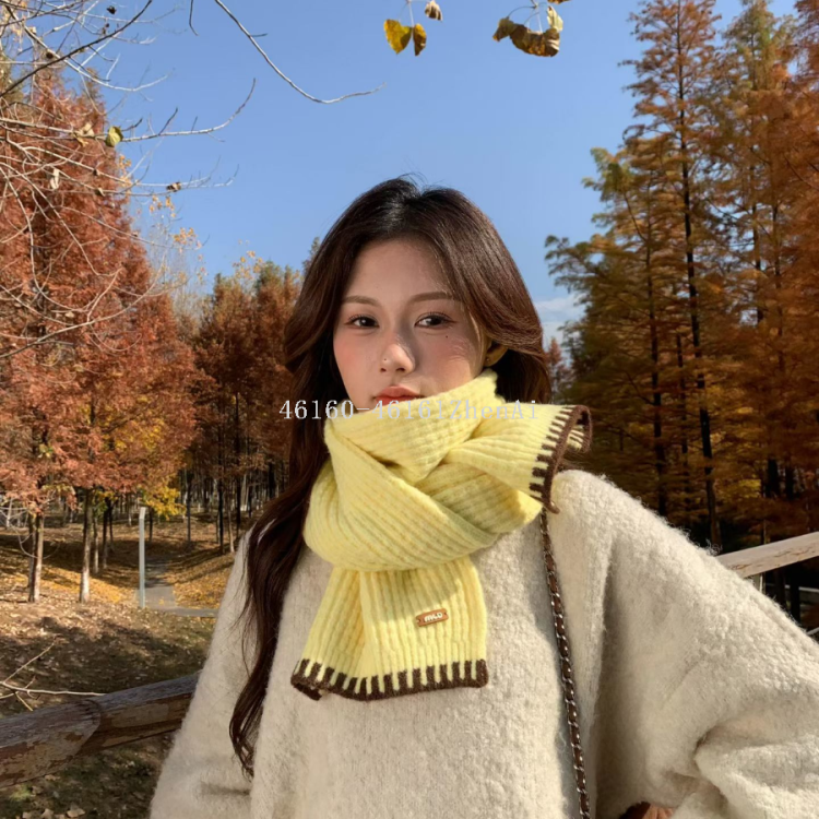 Korean version knitted long scarves cross-border export e-commerce live-streaming scarf wholesale supply chain details Picture