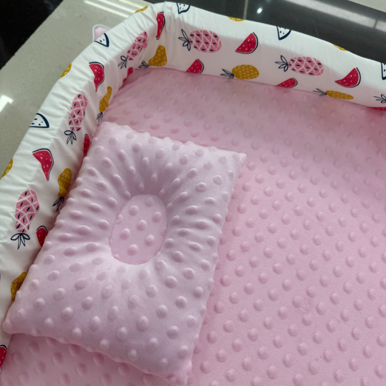 婴儿蚊帐婴儿床防蚊夏季带枕头室内加密便携式纹帐宝宝蚊帐白底实物图