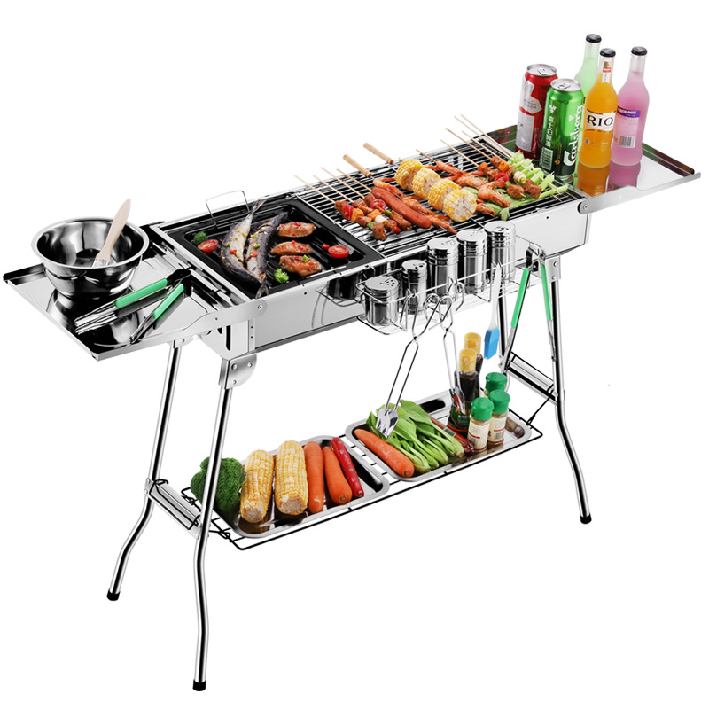 厂家定制户外折叠便携烧烤架 BBQ木炭家用加厚大号不锈钢烧烤炉
