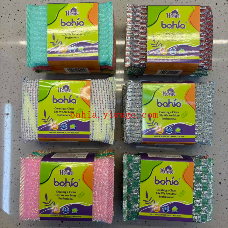 4 pieces of kitchen cleaning and degreasing dishcloths, various styles of scouring pads, pot scrubbing sponges, and cleaning cloths bahia details Picture