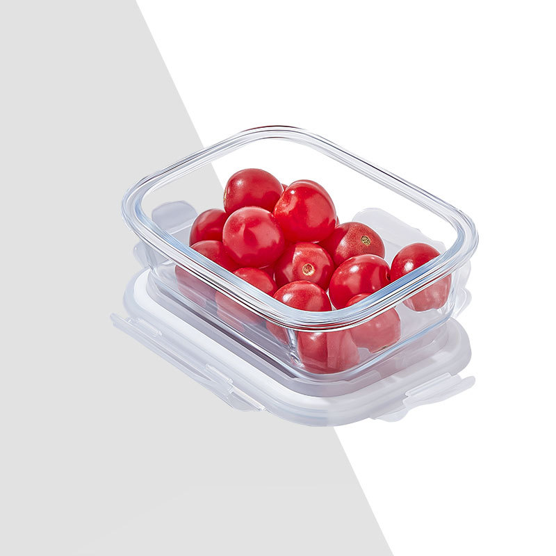 Cross-border best-selling rectangular glass lunch box that can be heated in a microwave oven, Amazon sealed food storage box with lid Item Picture