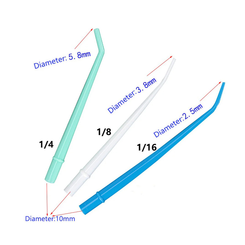 Foreign trade dental surgery curved knife 1/4 mixed color dental surgery tip aspirator Oral surgery curved straw Specification drawing