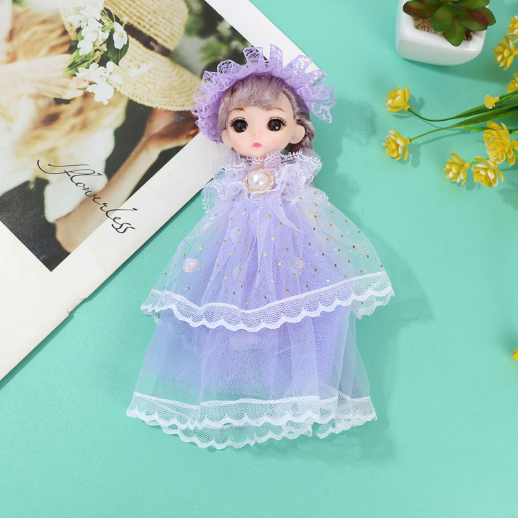 17 cm cartoon Barbie doll keychain, cute, trendy and exquisite wedding dress doll, princess toy doll bag pendant Item Picture