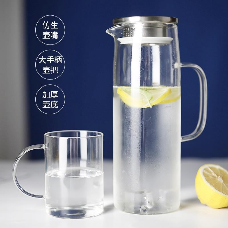 高硼硅玻璃直身壶凉白开凉水壶办公室大容量透明玻璃果汁冷水壶 Specification image