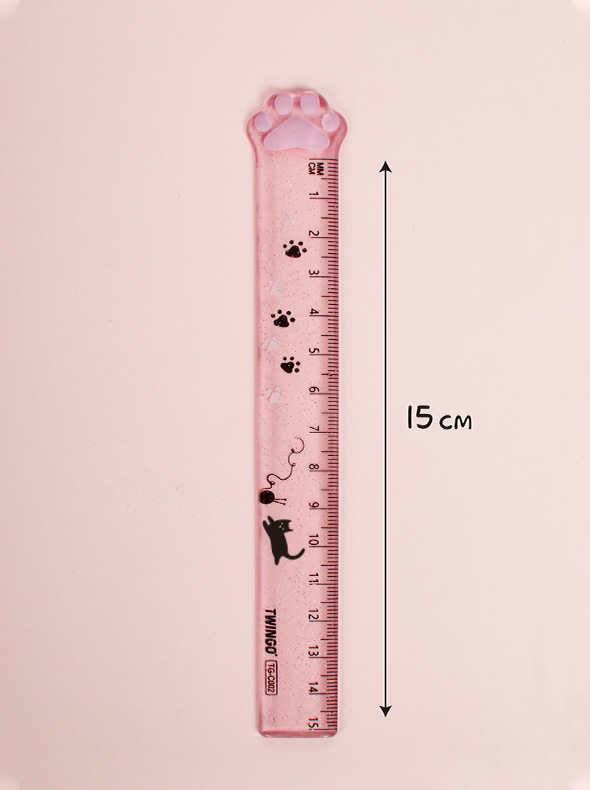 Fábrica de productos sky ko venta al por mayor cat claw ruler 15cm estudiante papelería creativa regla de medición regla de plástico transparente Application Scenario