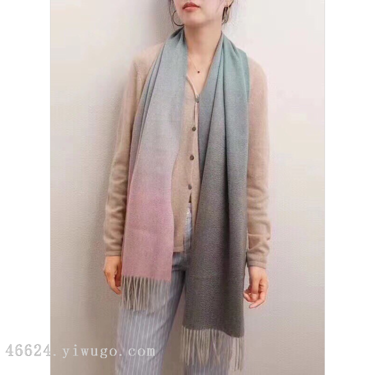 New in-stock cross-border scarves wholesale, e-commerce live streaming supply chain supply, three-color gradient color details Picture