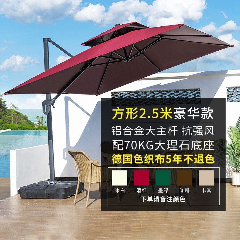 户外遮阳伞庭院带灯伞太阳能LED灯条室外别墅露台花园大型 罗马伞细节图