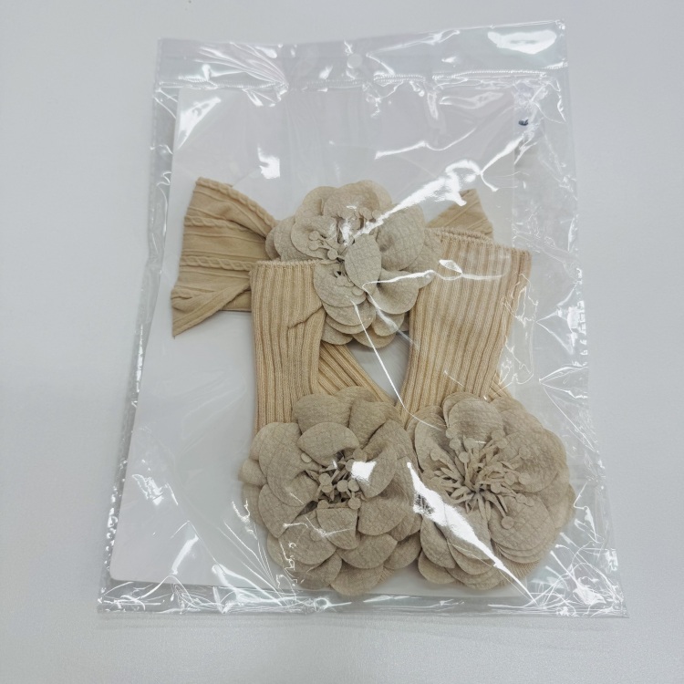 婴幼儿发带护囟门头带防滑袜子套装公主满月百天拍照发饰宝宝发带白底实物图