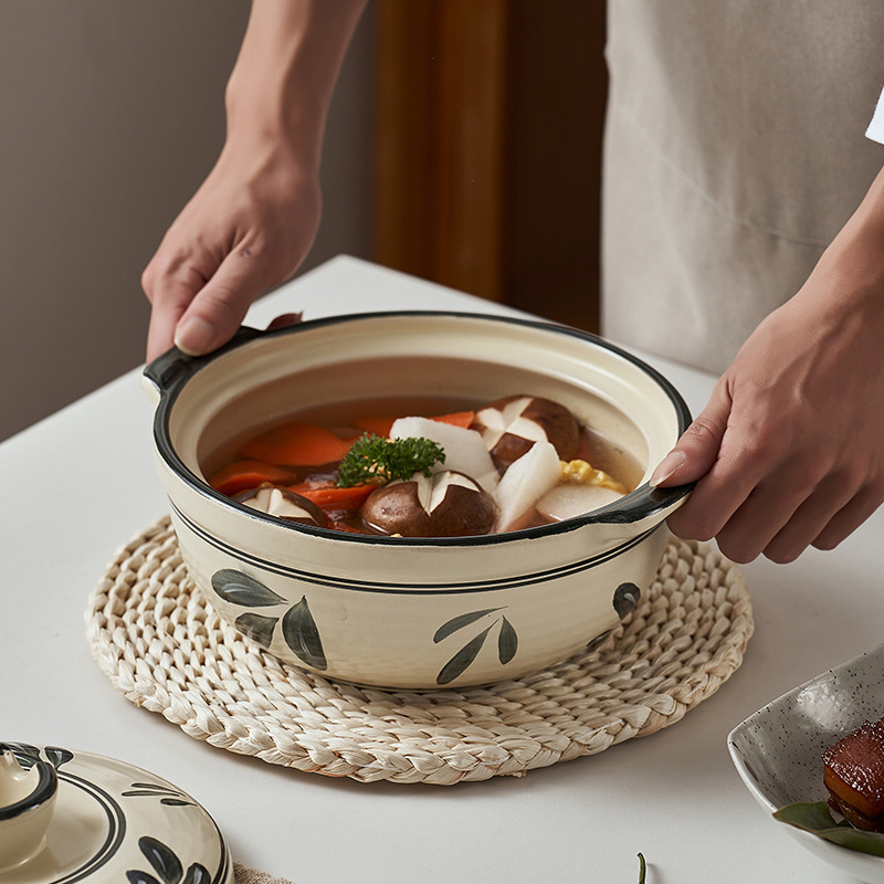 Clay pot, Japanese clay pot, stew pot, household gas stove special 煲仔饭 clay pot, soup pot, lithium spodumene stone material details Picture