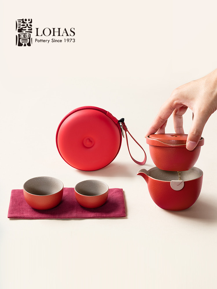 茶具杯子/鎏金快客杯/茶具礼品/茶具收纳箱/旅行茶具细节图