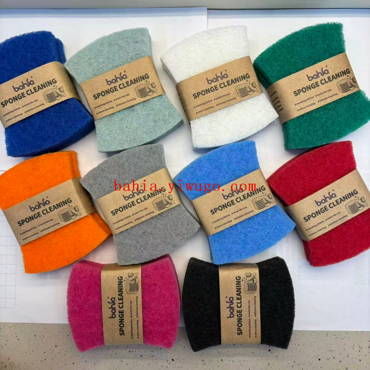 Coarse fiber scouring pad, large waist-shaped dishwashing cloth, kitchen and household pot scrubbing, pot cleaning cloth for removing dirt and oil, bahia Item Picture