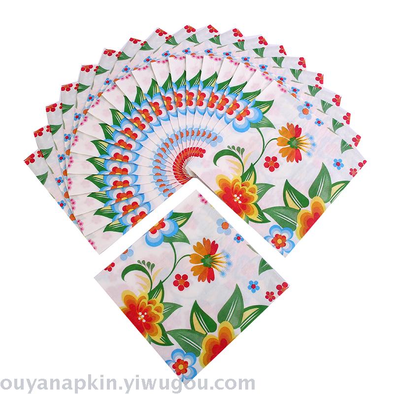 印花餐巾纸/彩色纸巾花手帕纸厂家直销批发印花餐巾纸