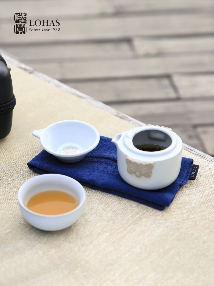 Lubao Ceramic tea sets, Spring and Autumn Quick Cup, travel tea sets, outdoor one pot, one cup, with tea strainer, easy brewing pot details Picture