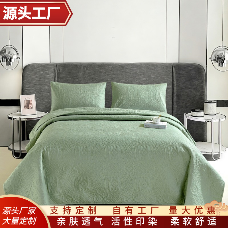 The ultrasonic washed solid-color quilted air-conditioned bed cover, summer cooling quilt sheet and double summer quilt for export are very soft details Picture