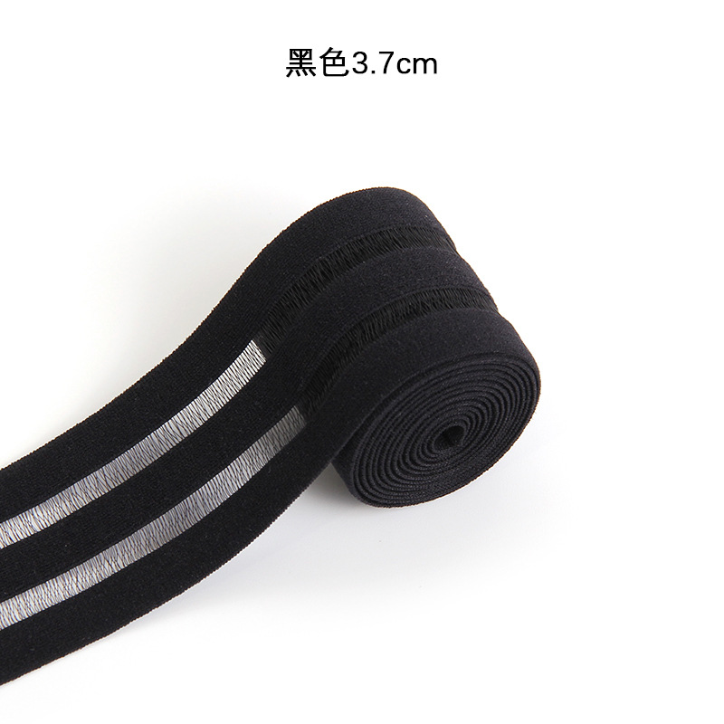 Black and white breathable fish filament four-sided elastic knitted elastic band widened yoga wear, evening dress, backpack swimsuit, children's clothes in stock Specification image