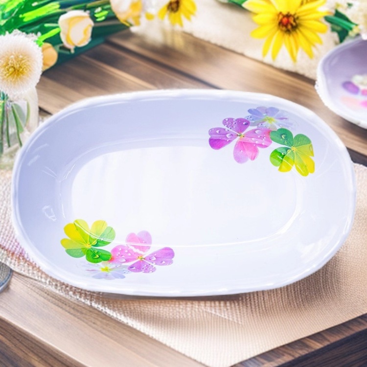 Melamine plates, white imitation porcelain, round, commercial buffet, Western-style plates, creative trays, serving dishes, bone-spitting plates Item Picture