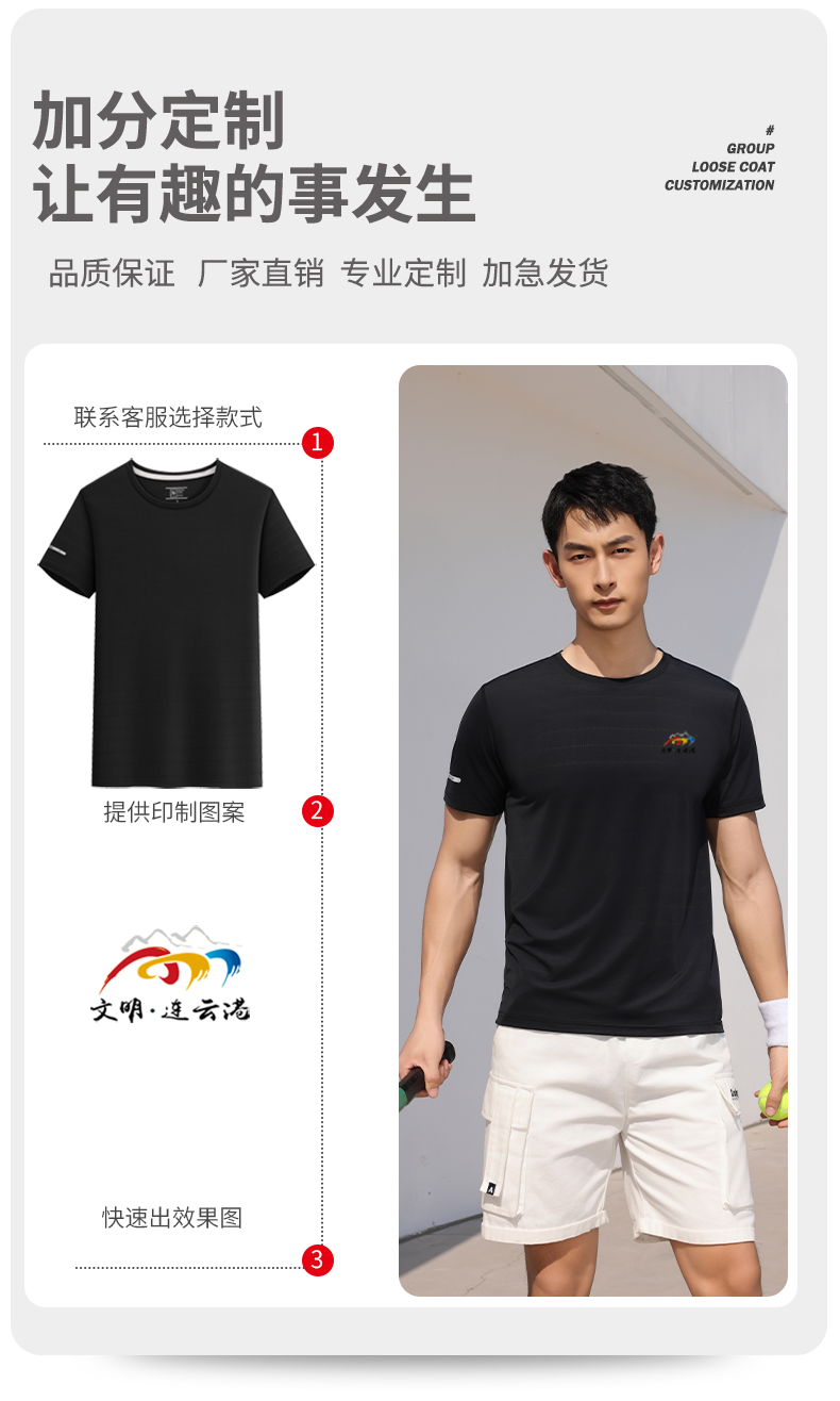 Customized advertising shirts, quick-drying T-shirts, short-sleeved cultural shirts, pure cotton work clothes, enterprise group clothes with logo printing pic 6