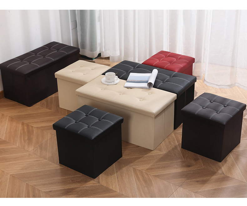 批发换鞋凳多功能可折叠收纳箱大容量长方形储物收纳凳详情11