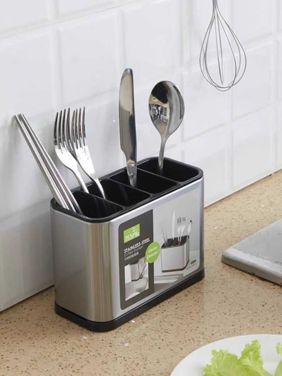 新款厨房不锈钢清洁沥水筷子收纳架 多功能厨具置物架详情2