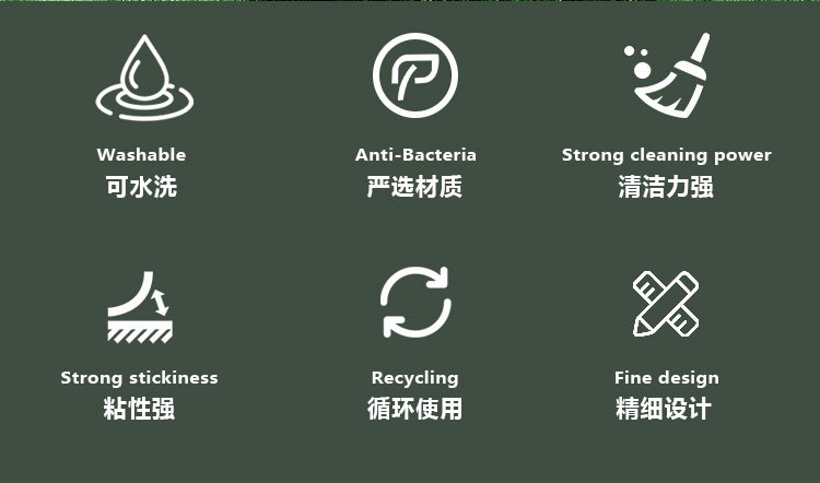 可水洗粘毛器滚筒强力衣物去毛黏毛器宠物灰尘清理粘毛除毛器便携详情3