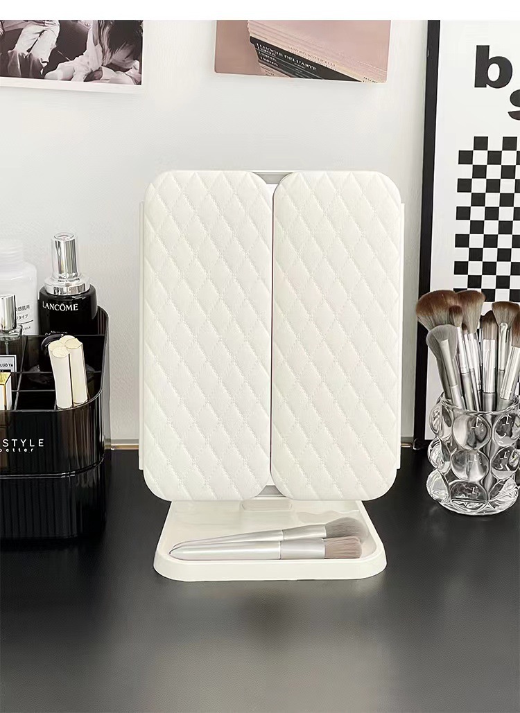 Foldable shell makeup and beauty mirror, table-style home desktop, led light strip, intelligent supplementary lighting, dressing mirror, touch control to open pic 13