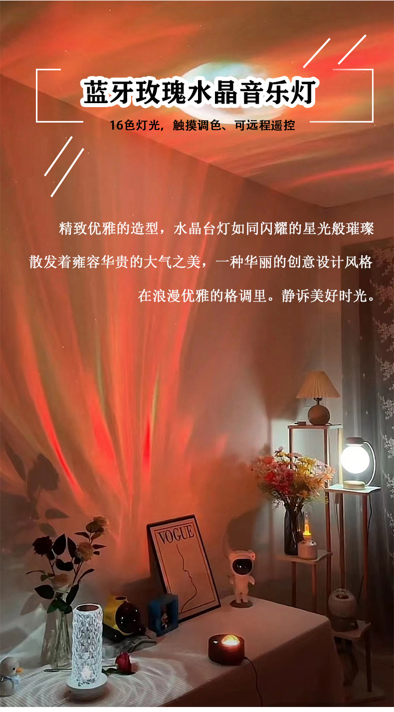 装饰台灯批发现代简约塑料水晶氛围玫瑰灯卧室床头触摸充电小夜灯详情3