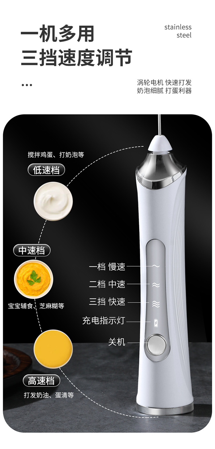 新款奶泡器家用电动奶泡机手持打蛋器咖啡打泡器牛奶搅拌器打奶器详情7