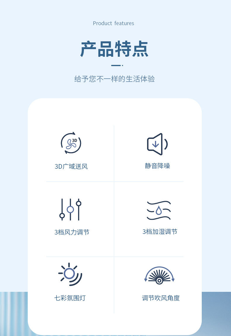 跨境新款五孔加湿风扇桌面迷你喷雾冷风机五孔风扇外贸现货批发详情3